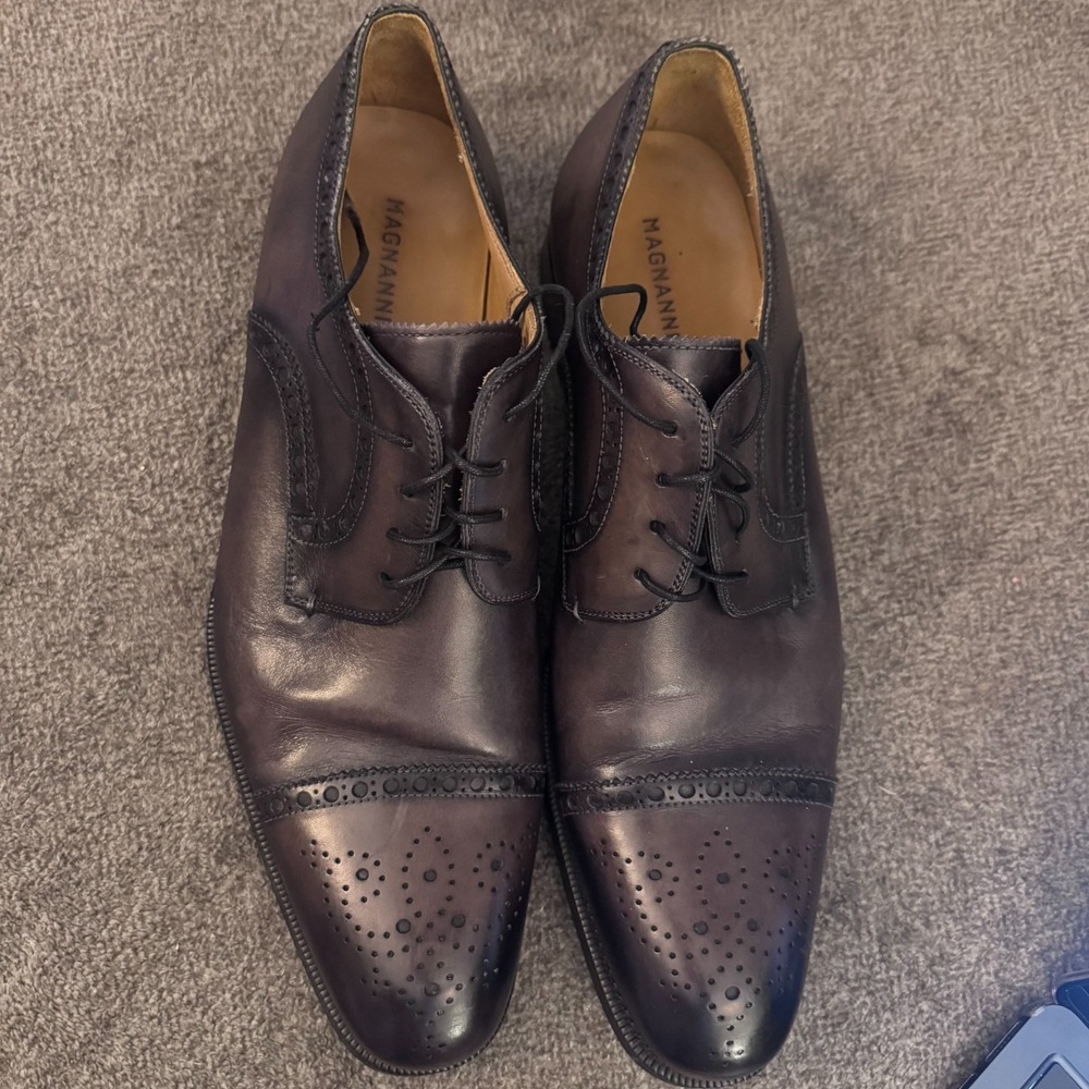 Magnanni Mens Leather Cap Toe Derby Brogues Dark‎ Brown EU 42 US 9.5